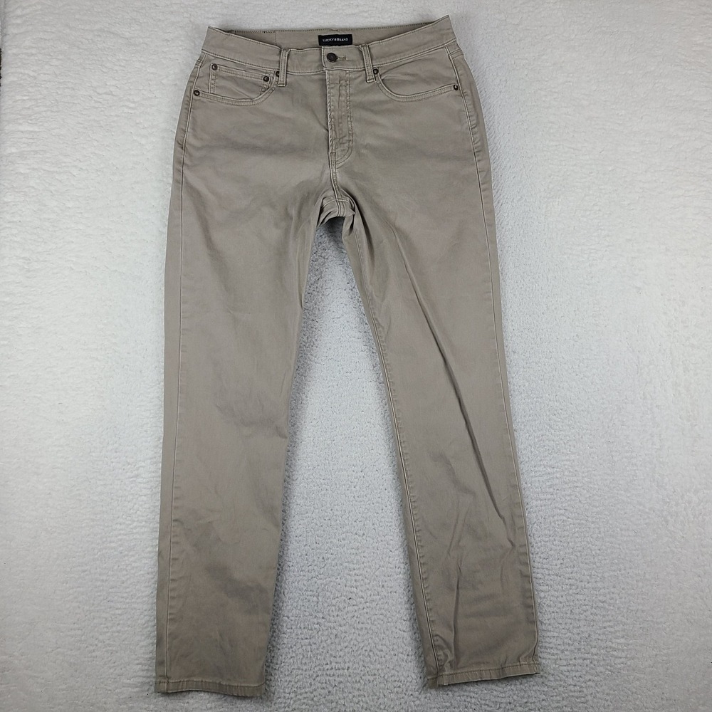 Lucky Brand Pants Mens 34x32 Beige Stone 121 Slim Straight Chino Khakis